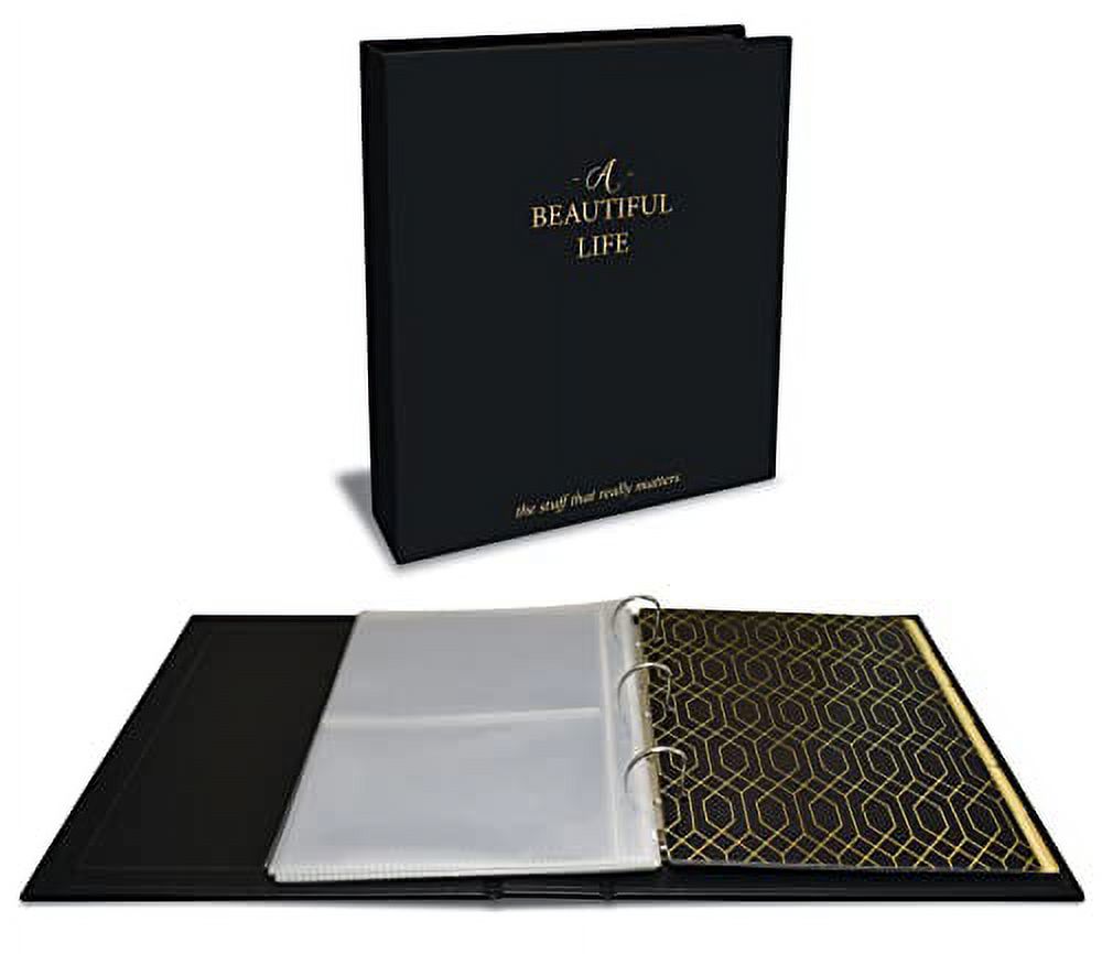 Photo Album Set, 3-Ring Binder 8.5 x 9.5, with 50 Clear Heavyweight  2-Pocket Sleeves & 6 Tab Dividers, by Better Office Products, holds 200 4x6  Photos (Beautiful Life) 